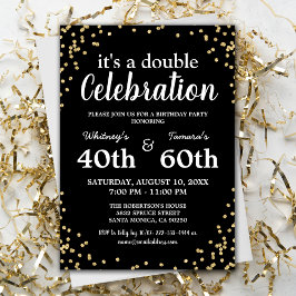 Invitación conjunta de cumpleaños Black & Gold