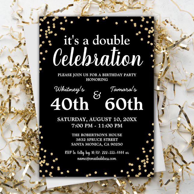 Invitación conjunta de cumpleaños Black & Gold (Subido por el creador)