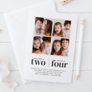 Invitación conjunta de cumpleaños con collage de f