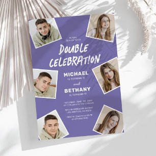 Invitación conjunta de cumpleaños con collage de f
