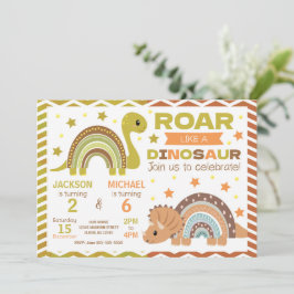 Invitación conjunta de cumpleaños con dinosaurios
