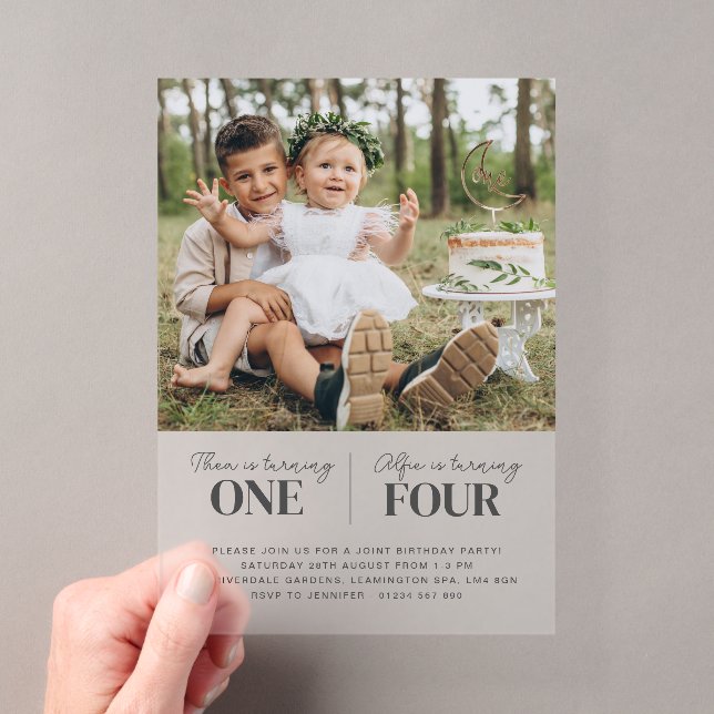 Invitación conjunta de cumpleaños con foto  (Insitu (portátil))