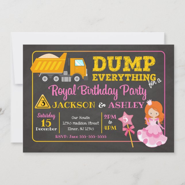 Invitación conjunta de cumpleaños de Construcción  (Anverso)
