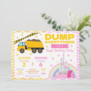 Invitación conjunta de cumpleaños de Construcción 