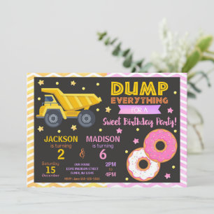 Invitación conjunta de cumpleaños de construcción