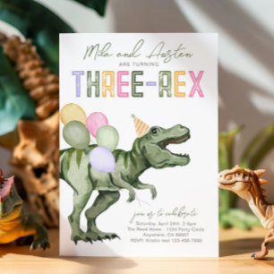 Invitación conjunta de cumpleaños de dinosaurios d