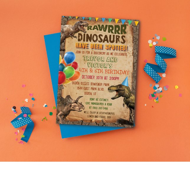 Invitación conjunta de cumpleaños de dinosaurios p (Subido por el creador)