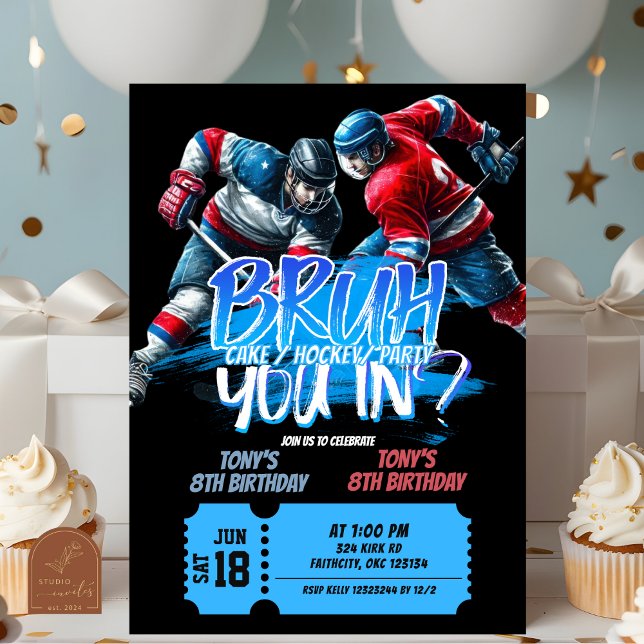 Invitación conjunta de cumpleaños de hockey neón p (Subido por el creador)