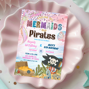 invitación conjunta de cumpleaños de piratas y sir