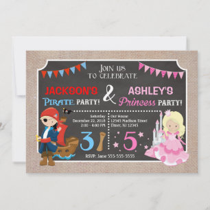 Invitación conjunta de cumpleaños de princesa y pi