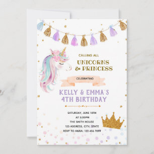 Invitación conjunta de cumpleaños de Princesa y un
