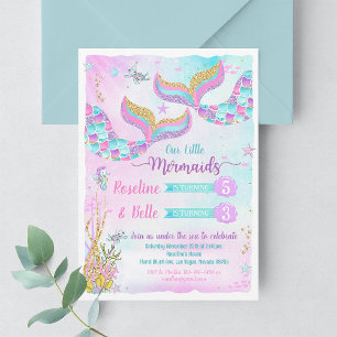 Invitación conjunta de cumpleaños de sirena bajo e