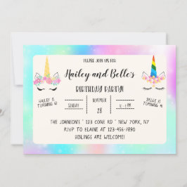Invitación conjunta de cumpleaños de Unicornio