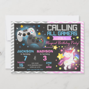 Invitación conjunta de cumpleaños de videojuegos y