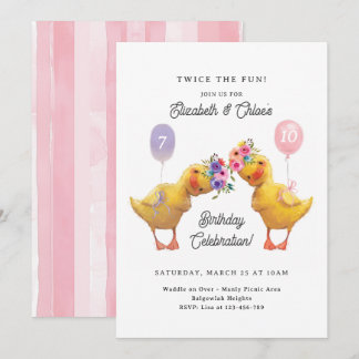 Invitación conjunta de cumpleaños, fiesta doble de