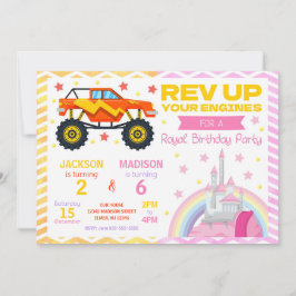 Invitación conjunta de cumpleaños para camión mons