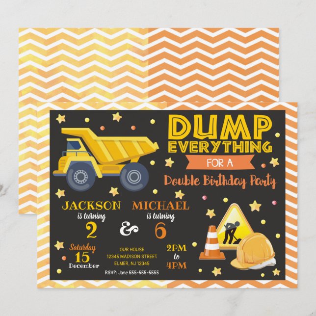 Invitación conjunta de cumpleaños para hermanos (Anverso / Reverso)