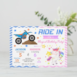Invitación conjunta de cumpleaños para moto de cro