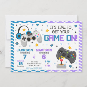 Invitación conjunta de cumpleaños para videojuegos