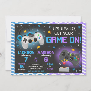 Invitación conjunta de cumpleaños para videojuegos