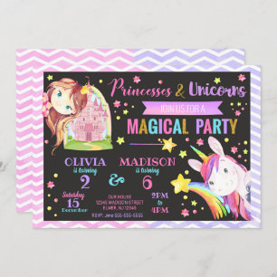 Invitación conjunta de cumpleaños Princesa y Unico