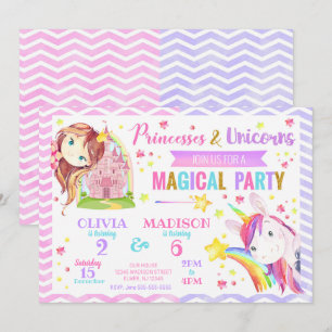 Invitación conjunta de cumpleaños Princesa y Unico