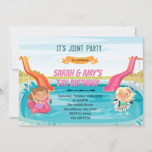 invitación conjunta de fiesta de chica de Watersil (Anverso)
