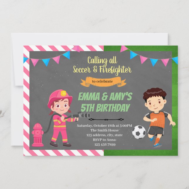 Invitación conjunta de fútbol y bomberos (Anverso)