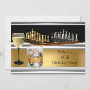 Invitación Conjunto de ajedrez de oro vino para la fiesta de 