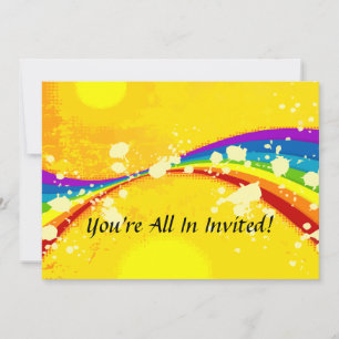 Invitación Conjunto de arcoíris llamativo amarillo