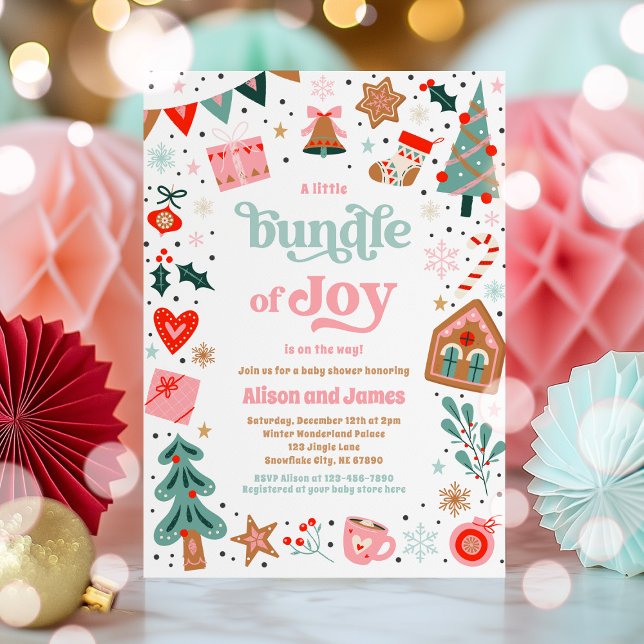 Invitación Conjunto De Baby Shower De Navidades Rojos Y Rosa  (Subido por el creador)