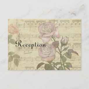 Invitación Conjunto de boda de partitura y rosa vintage