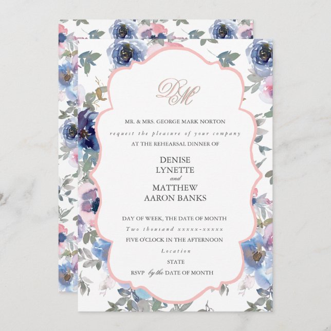 Invitación Conjunto de Boda Tierna Rosa Gossamer (Anverso / Reverso)