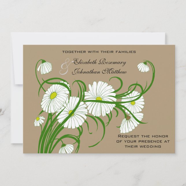 Invitación Conjunto de Bodas de flores de margarita de gerber (Anverso)