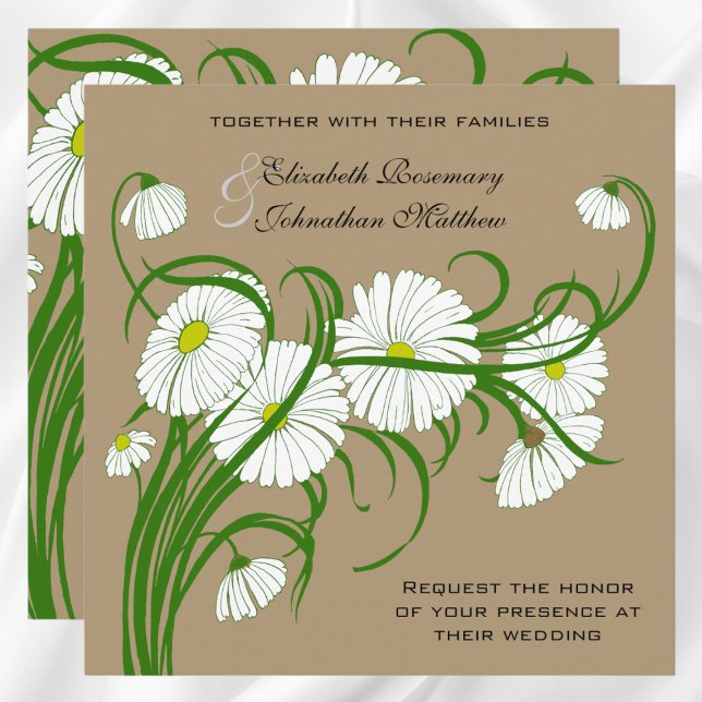 Invitación Conjunto de Bodas de flores de margarita de gerber (Vintage White Gerber Daisy Flowers Wedding Set Invitation)