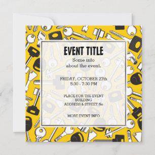 Invitación Conjunto de cuadrado de fondo de teclas