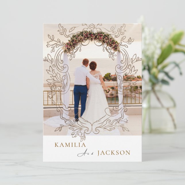 Invitación Conjunto de dos piezas moderno minimalista plegado (Anverso de pie)