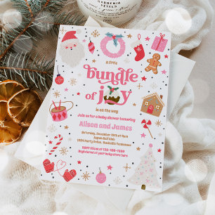 Invitación Conjunto De Joy Chica Rosa Winter Baby Shower