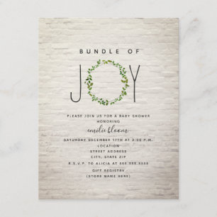 Invitación Conjunto De Joy Greenery Wreath Brick Baby Shower