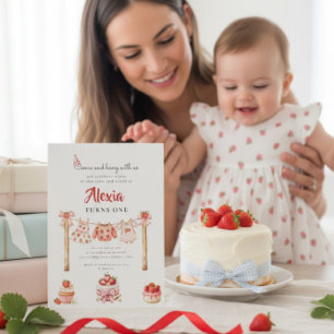 Invitación Conjunto de ropa para primer cumpleaños de Sweet S