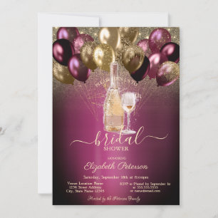 Invitación Conjunto de vino con globos de Borgoña para desped