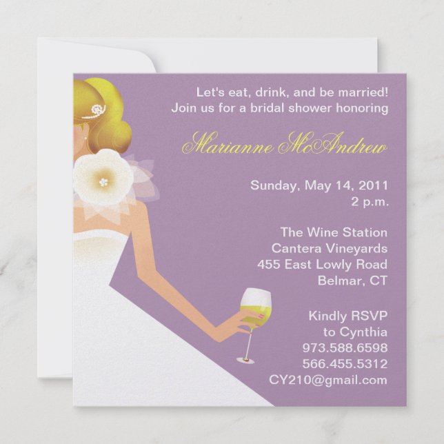 Invitación Conjunto de vino nupcial (lilac) (Anverso)
