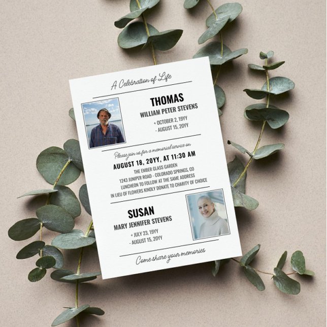 Invitación Conmemoración de la vida negra gris moderna (Subido por el creador)