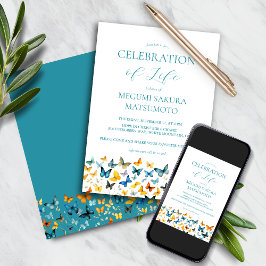 Invitación conmemorativa a la mariposa - Verde azu