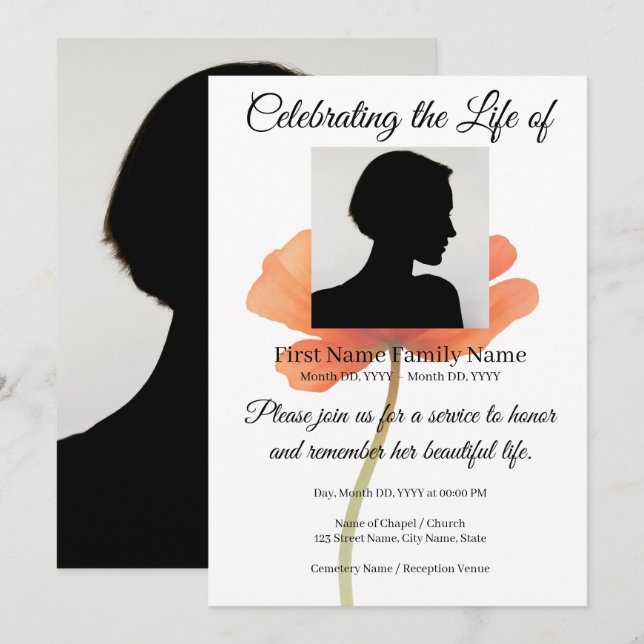 Invitación conmemorativa de amapola verde (Anverso / Reverso)
