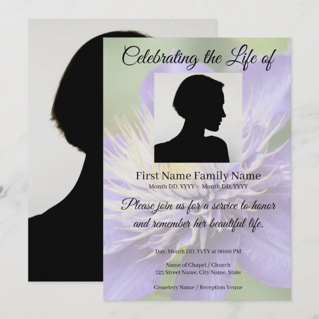 invitación conmemorativa de clemátide (Anverso / Reverso)