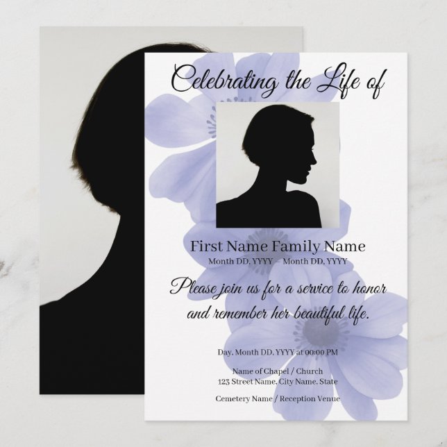 invitación conmemorativa de flor de windflower (Anverso / Reverso)