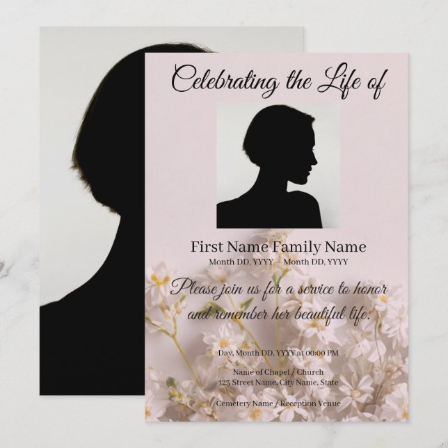 Invitación conmemorativa de flor silvestre (Anverso / Reverso)