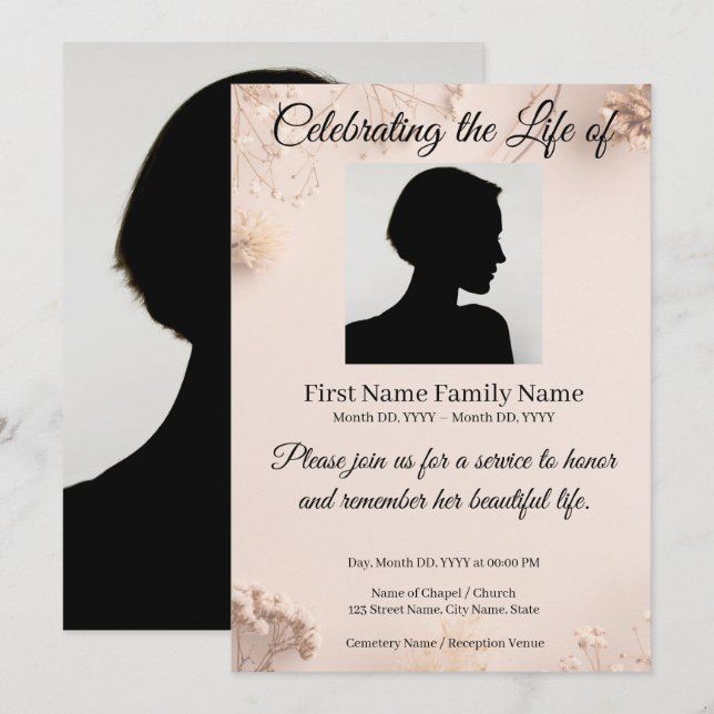 Invitación conmemorativa de flor silvestre (Anverso / Reverso)