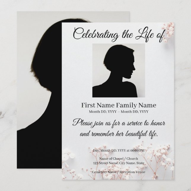 Invitación conmemorativa de flor silvestre (Anverso / Reverso)